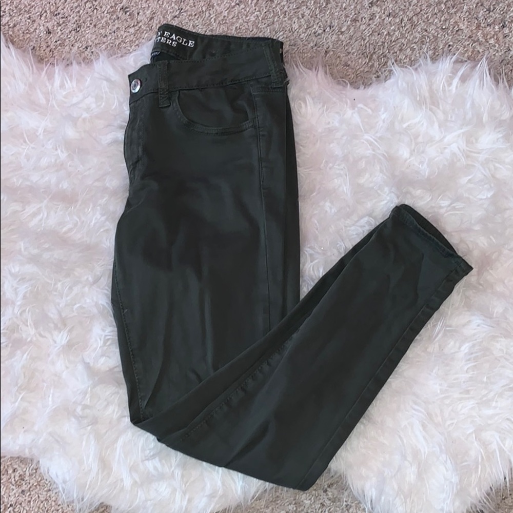 Olive skinny pants from AE